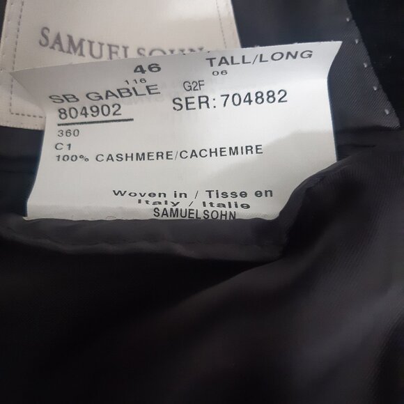 Samuelsohn SZ 46L Columbo 100% Cashmere Black Men's Gable Blazer Jacket - Picture 9 of 14